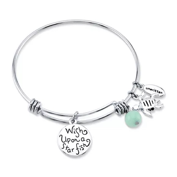 Unwritten Wish Upon a Starfish Charm Bangle Bracelet Silver Amazonite - Picture 9 of 9
